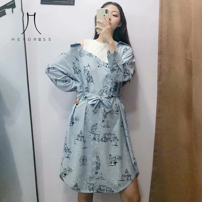 Heydress женское свободное мини-платье с длинным рукавом винтажное платье в полоску
