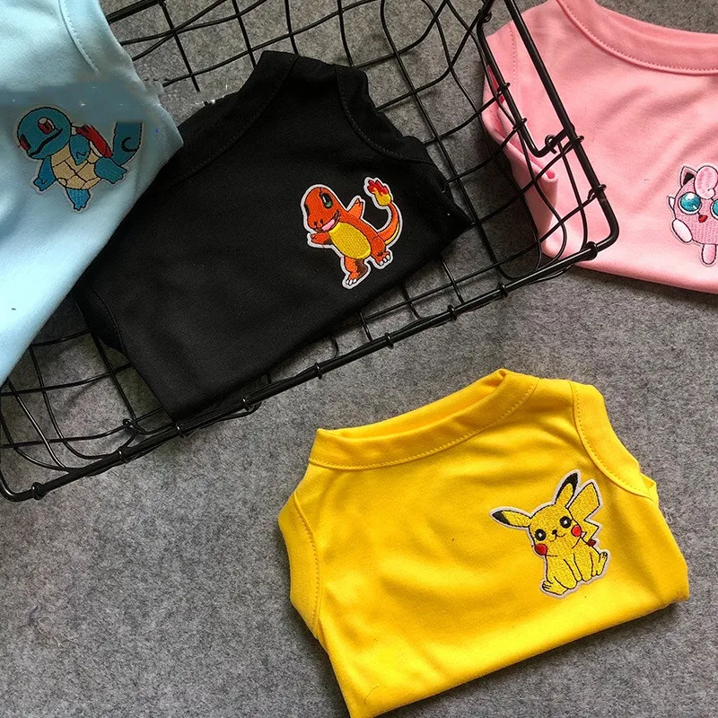 Милые модные детские топы с изображением Pokemon летняя футболка корги Шнауцер жилетка, одежда для домашних животных Одежда для домашних животных кошка собака одежда костюм для мопса GZC20