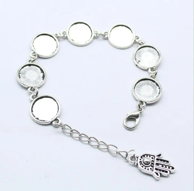 1 шт. Круглый посеребренный браслет с кабошоном|Цепочки и браслеты| |