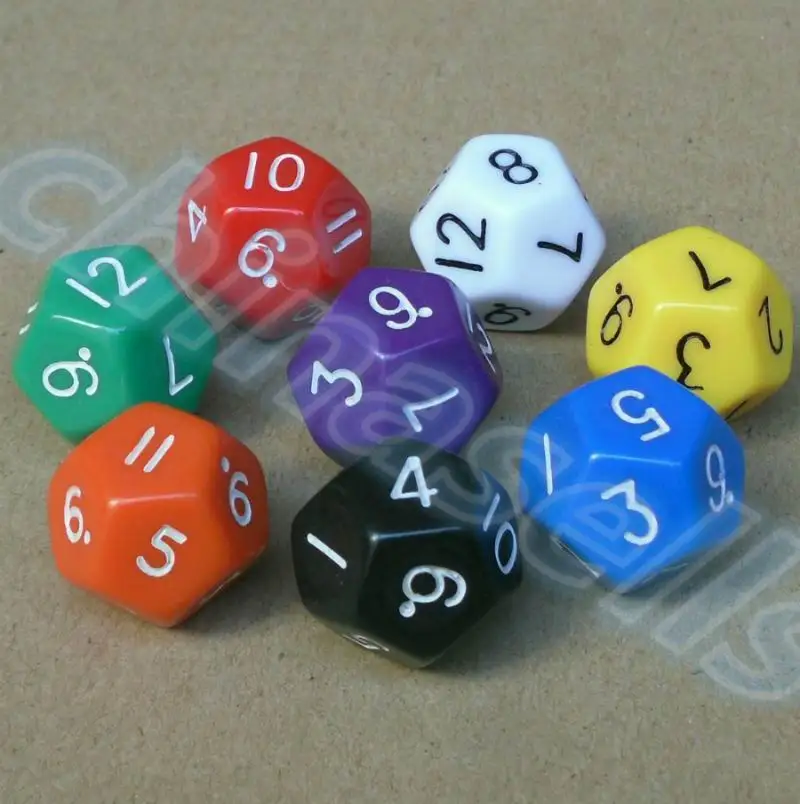 

800pcs 18mm creative 12 surface fun board game dice colorful digital dice multi-faceted action entertainment dice