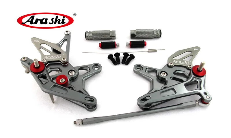 Gray Араши ниндзя ZX6R 09-14 подножки Rearset регулируемая подножка подножки для KAWASAKI ZX-6R ZX636 2009 2010 2011 2012 2013 - Цвет: Gray