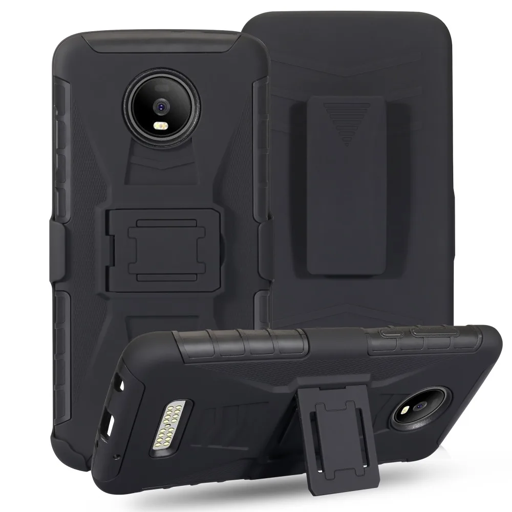 

For Motorola Z4 Z3 Paly Black Hybrid Holister Defender Builder shockproof Case + BELT CLIP For MOTO G7 PROWE G7 P