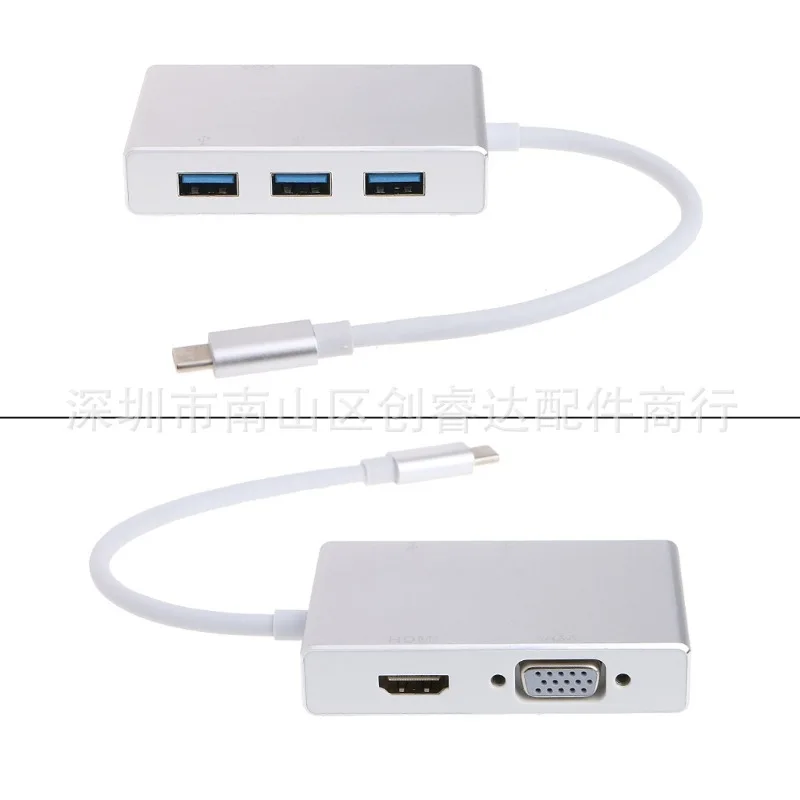 MeiPinHui Новый преобразователь типа C в hdmi + vga usb пять одном.| |