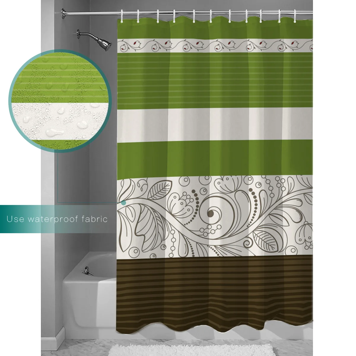 Винтажные зеленые ванной комнаты шторы с цветочным узором, тканевые, 84 дюйма, аксессуары для штор.