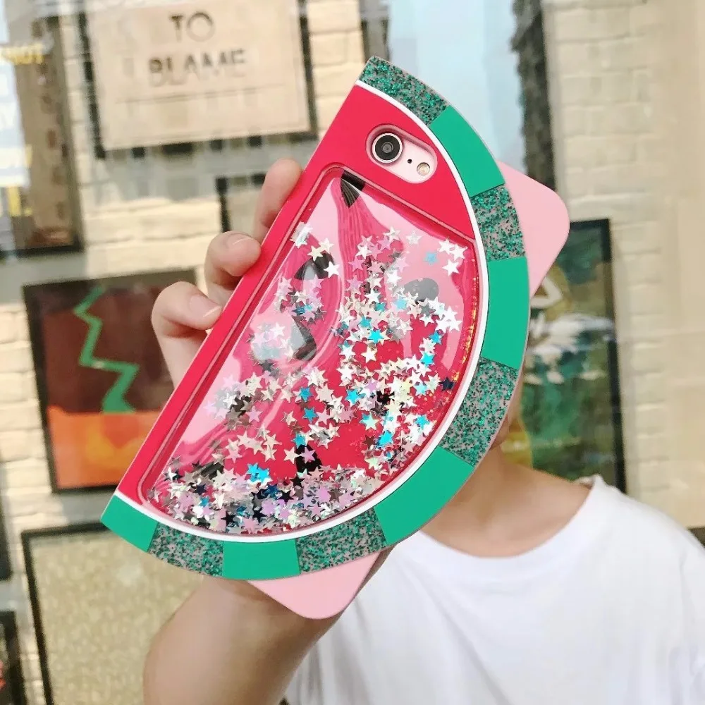 VEKINQI 3D арбуз жидкость зыбучие пески Звезда Телефон чехол для iPhone X 6 7 8 силиконовый