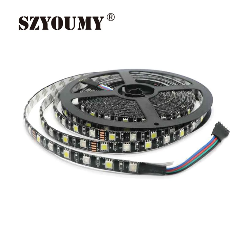 

SZYOUMY RGBW 100m 60leds/m led strip rgbw RGB+Cold White strip Waterproof IP20 IP65 Black PCB DC12V SMD 5050 Mixed color