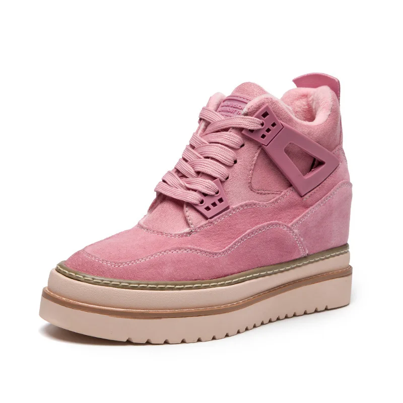 pink fur SWYIVY Chaussures Femme Platform Snow Boots Increased Wedge Women Winter Boots Fashion Winter Ankle Boots For Women Shoes - Цвет: pink fur