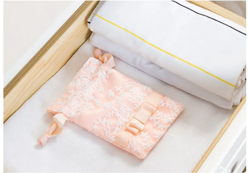 Travel Flower Embroidery Lace Drawstring Bag Underwear Organizer Bag Wardrobe Closet Organizer Vacuum Bags For Clothes Shoe