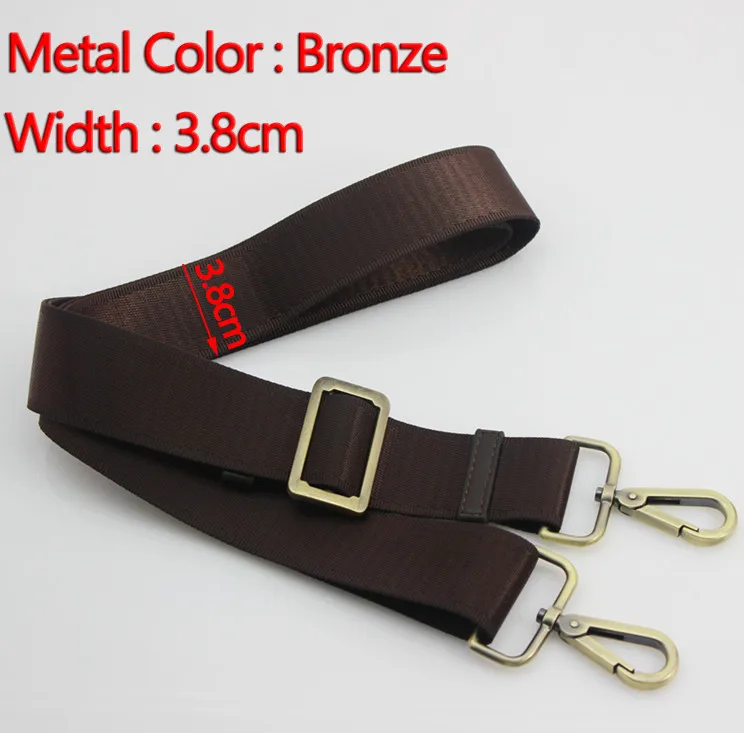 3.8cm Bronze DIY Регулируемый 165 см Замена коричневая ткань сумки на плечо бретели для нижнего белья с золотом, серебром, бронза, черный пистолет пряжки с фокусным расстоянием 25 мм, 33 мм, 38 мм - Цвет: 3.8cm Bronze