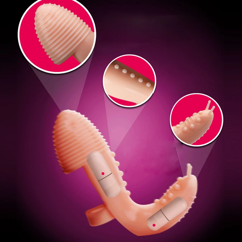 Секс-магазин рукав для танцев на палец Двойные вибраторы вагинальный массаж