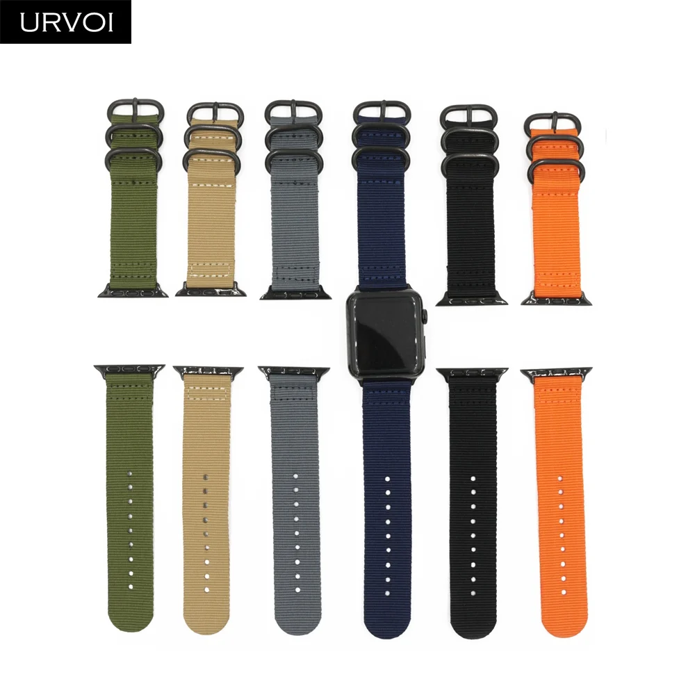 Ремешок URVOI для apple watch Series 6 SE 5 4 3 2 1 плетеный нейлоновый браслет NATO iwatch двойные