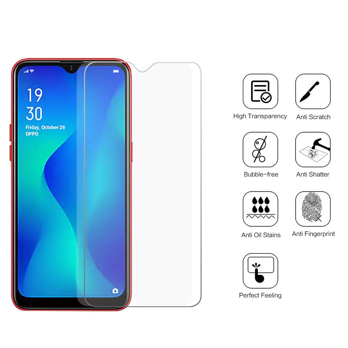 Защитное закаленное стекло для OPPO A1K защитная пленка экрана чехол + чистые