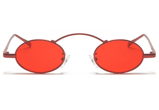 Red YOOSKE, маленькие круглые солнцезащитные очки, металлическая оправа, для мужчин и женщин, солнцезащитные очки, модные, брендовые, дизайнерские, винтажные, мужские, женские, очки, Оттенки UV400 - Цвет линз: Red