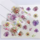Полупрозрачный цветок WUF, полный обертывание, водные переводные наклейки для ногтей, цветок, фруктовый стиль, маникюрная наклейка, сделай сам