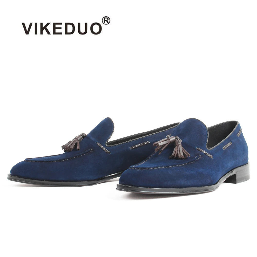 VIKEDUO 2020 повседневные лоферы Детские замшевые синие туфли ручной работы с