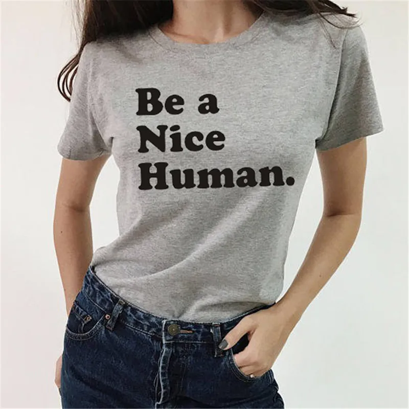 

Women's Print Funny Short Sleeve Top Women Summer Tops Be a Nice Human
