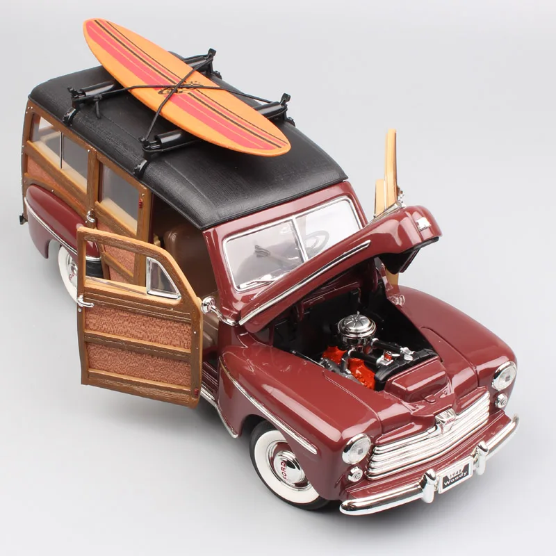1/18 большой винтажный 1948 Ford woodie Woody Металлическая Модель доски для серфинга Ford супер де люкс Diecasts& Toy Vehicles весы автомобильные коллекционные
