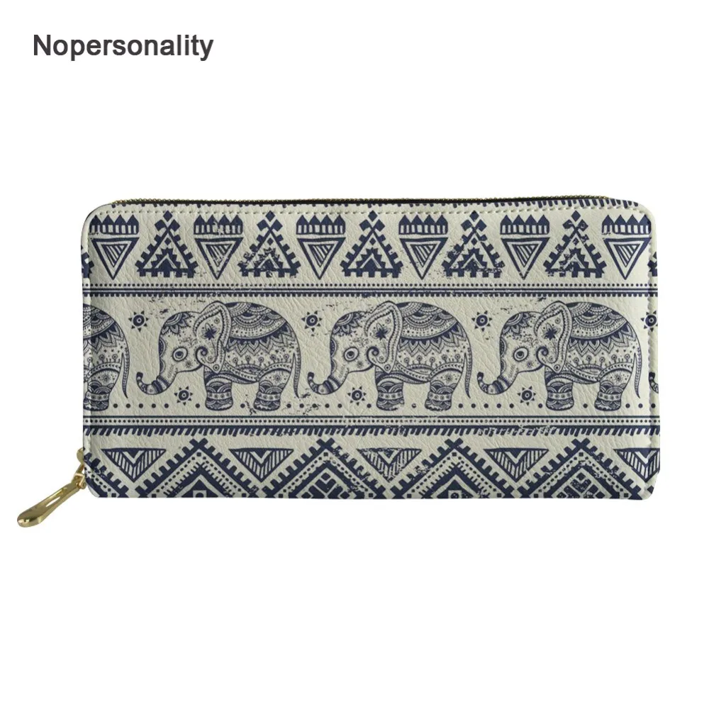 

Nopersonality Unique Elephant Print Leather Wallets for Women Casual Female Ladies Credit Card Holders Brand Travel Phone Bags