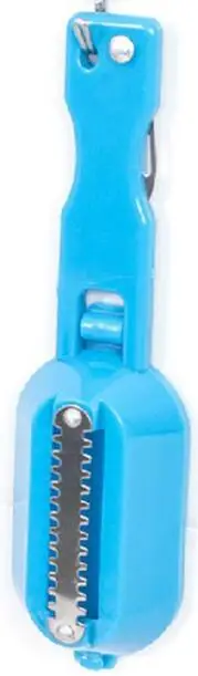 Blue 1 шт. инструмент для чистки рыбы с крышкой, кухонные аксессуары, дизайн хвостового ножа из нержавеющей стали, инструмент для барбекю, Q - Цвет: Blue
