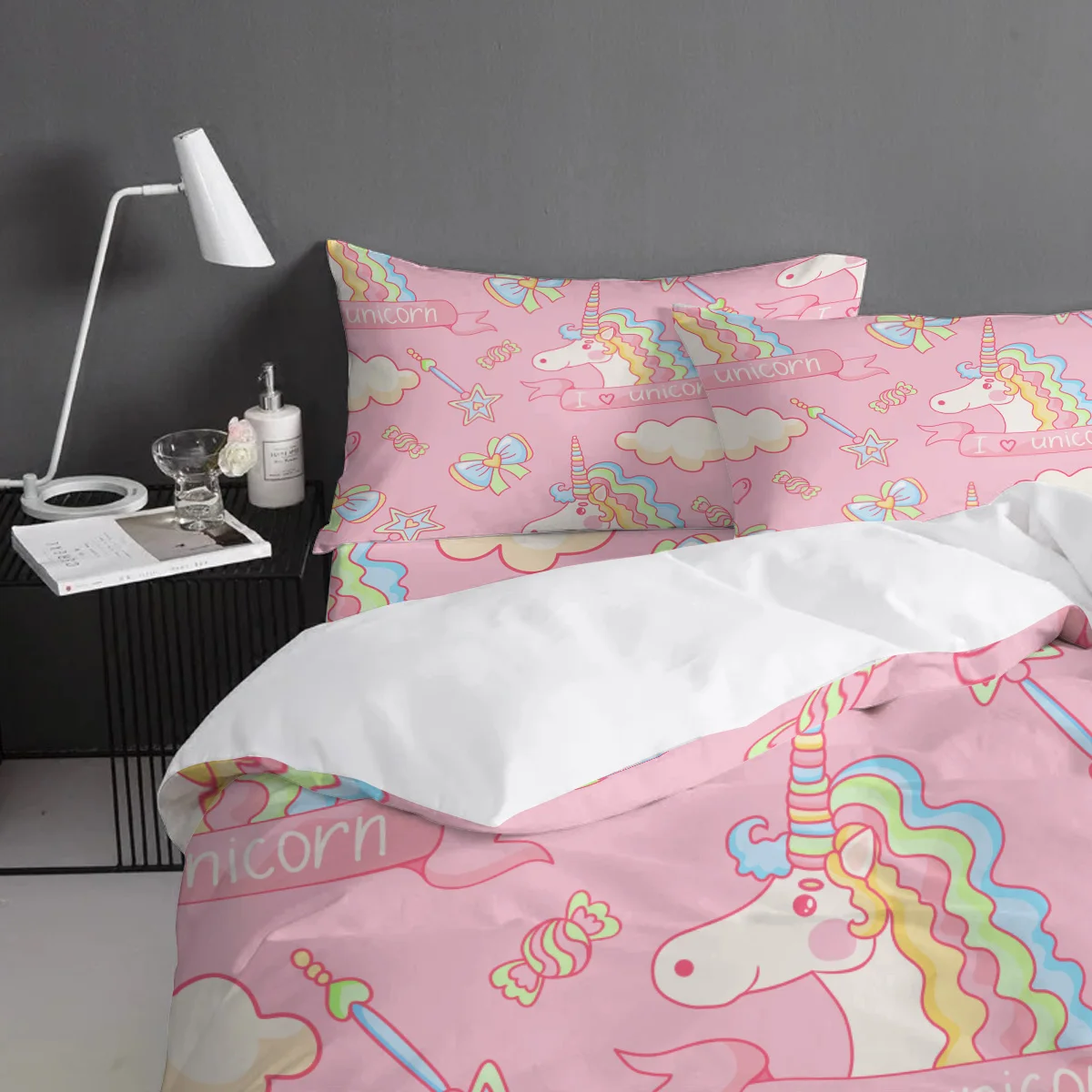 Семейный декор детский стеганый пододеяльник с единорогом и надписью I Love Unicorn