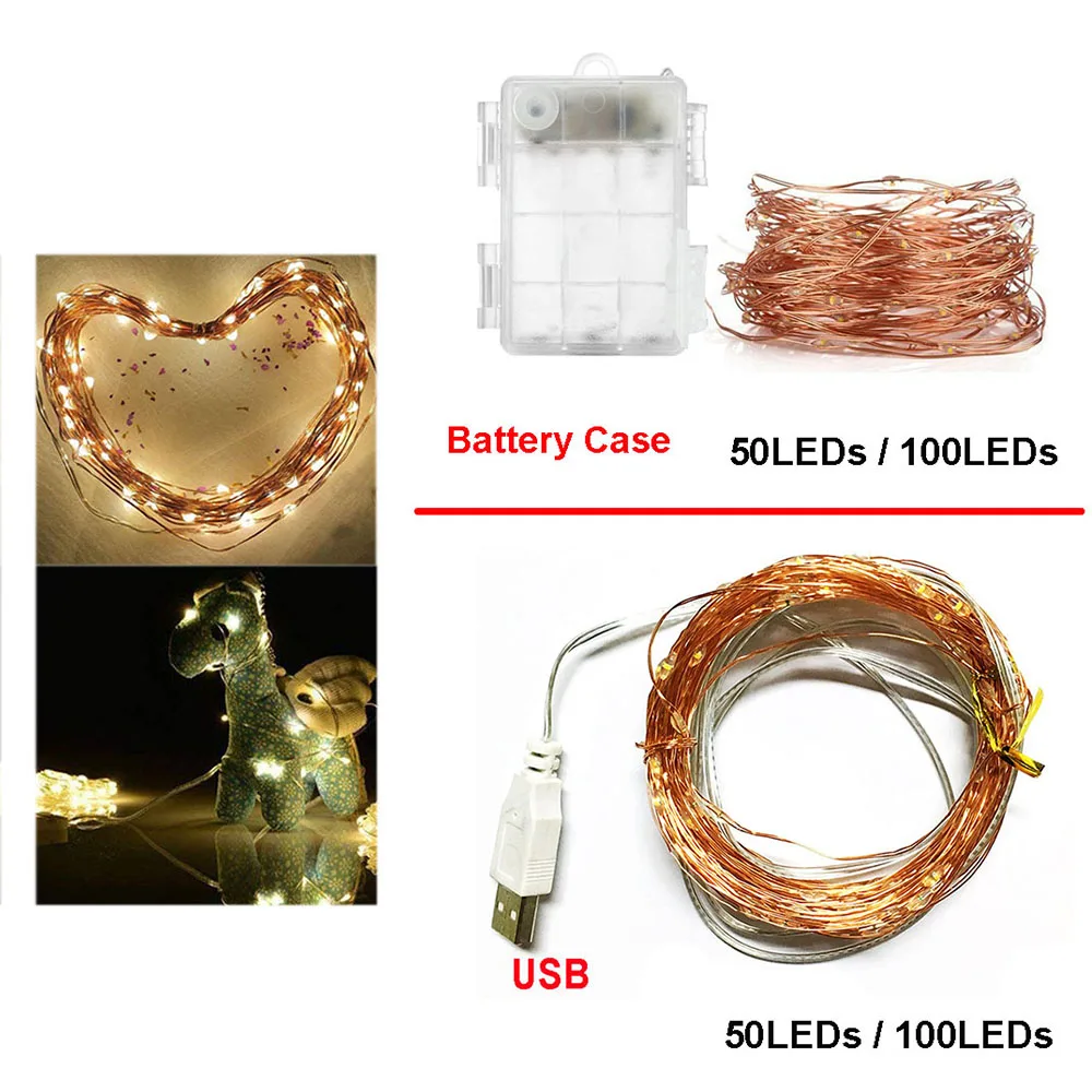 USB светодиодные гирлянды на батарейках ночник для праздничной вечеринки свадьбы