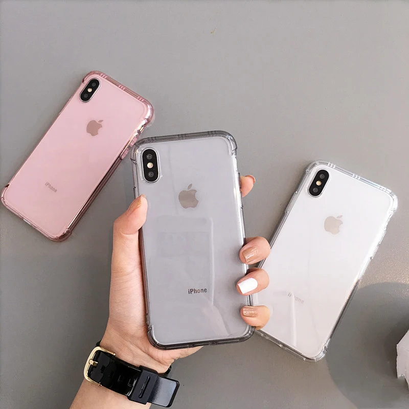 Модный противоударный чехол для iPhone X XR XS Max прозрачный мягкий TPU 6 6s 7 8 plus защитный |