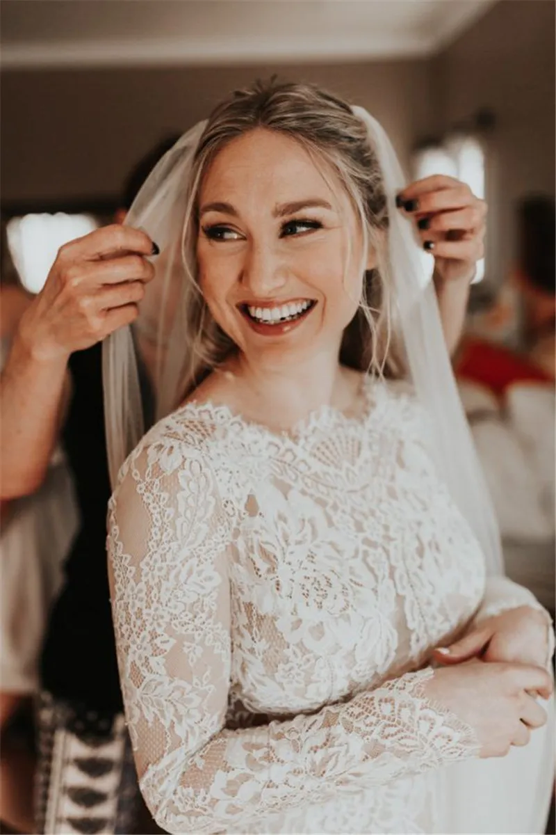 Robe De Mariage свадебное платье es Boho с длинными рукавами кружевное шикарное богемное свадебное платье свадебные платья