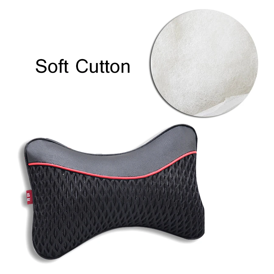 

1 Pair Car headrest neck leather pillow Ice silk cervical pillow car seat neck pillows cushion a of the four seasons