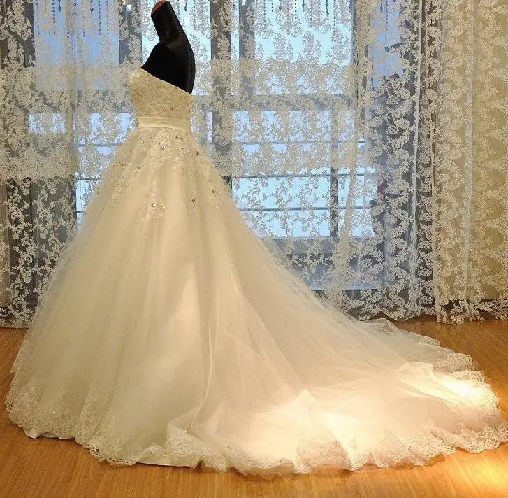 BANVASAC Новые роскошные свадебные платья без бретелек с кристаллами и вышивкой