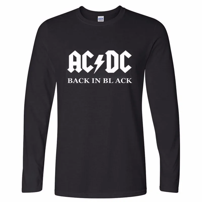 BAIJOE Большие размеры Camisetas AC/DC Группа рок футболка мужская acdc Графические футболки принт Повседневная футболка с круглым вырезом в стиле хип-хоп с длинным рукавом