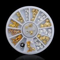 metal sea horse shell nail studs gold silver starfish 3d nail art decoration for uv acrylic nail accessories in wheel