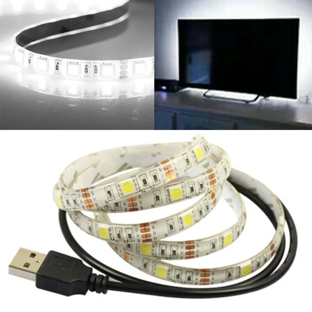 50 см/1 м Светодиодные ленты света DC 5 V смещения лампа Flexble SMD5050 USB Мощность HD ТВ