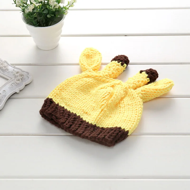 Newborn Photo Props Yellow zebra-stripe Costumes for Little Baby Cute Animals Hat Pants Handmade Knitted Gift Fotograf Shooting | Детская
