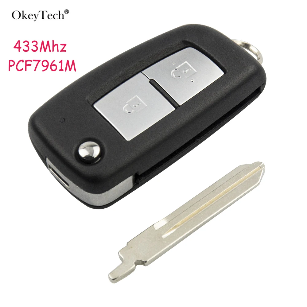 Okeytech 2 кнопки 433 МГц FSK PCF7946 чип дистанционный Автомобильный ключ для Nissan Qashqai Sunny