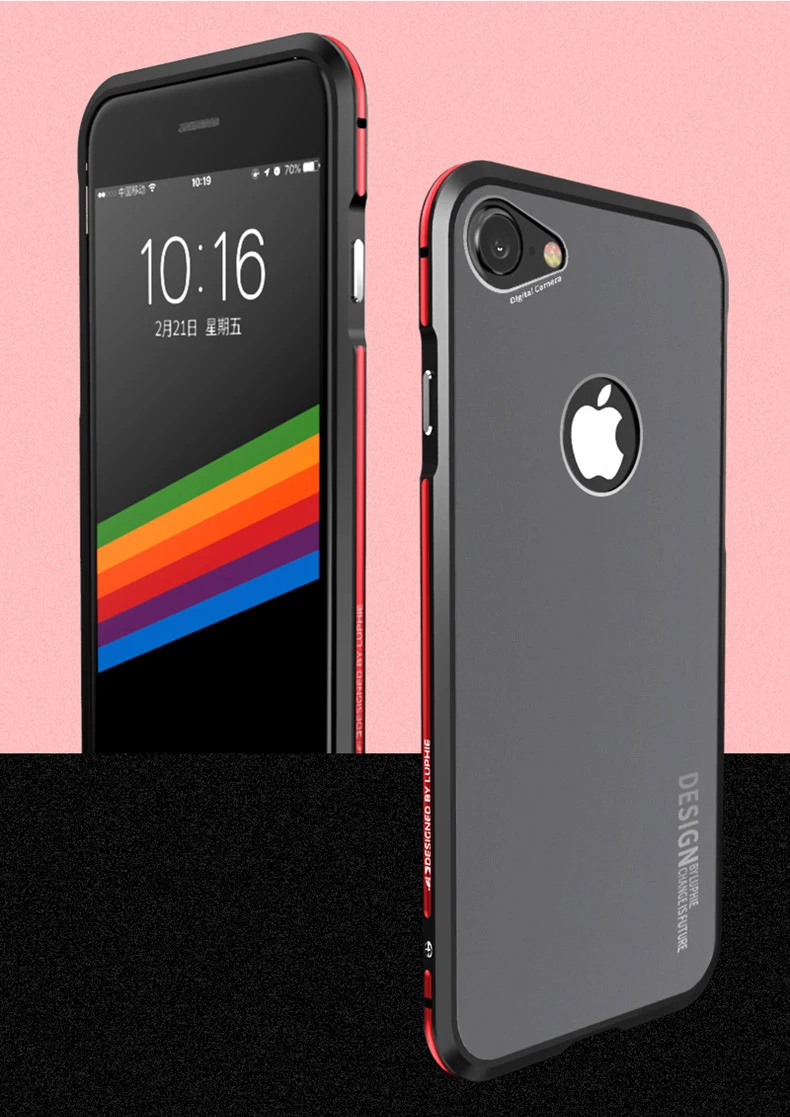 LUPHIE чехол для iPhone 8 Plus чехол Роскошный тонкий металлический алюминиевый каркас жесткий пластиковый защитный чехол для телефона iPhone 8 задняя крышка