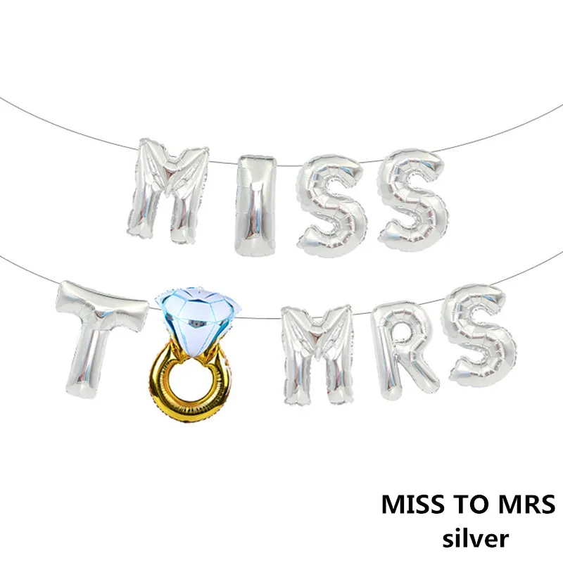 Miss to mrs silver Свадебные украшения с буквенным фольгой шар Mr Mrs свадебный душ Команда Невесты быть воздушный шар Декор курица вечерние принадлежности для вечеринки-девичника - Цвет: Miss to mrs silver