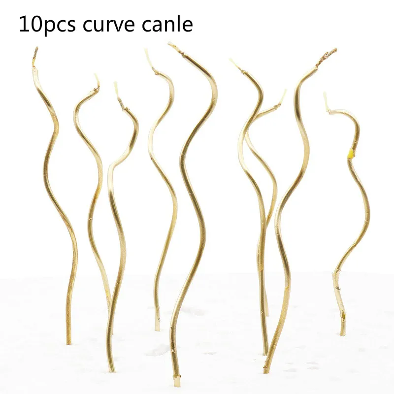 Curve Gold/Sliver Love Letter candles Romantic wedding cake decoration star heart candle birthday party DIY curve paraffin candle - Цвет: Curve