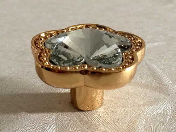 Золотые ручки с кристаллом из стекла комод/ручки ящика Цветочные Стразы ручка