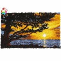 diy mat needlework kit latch hook rug kit unfinished crocheting rug yarn cushion embroidery carpet sunrise picture 110x67cm