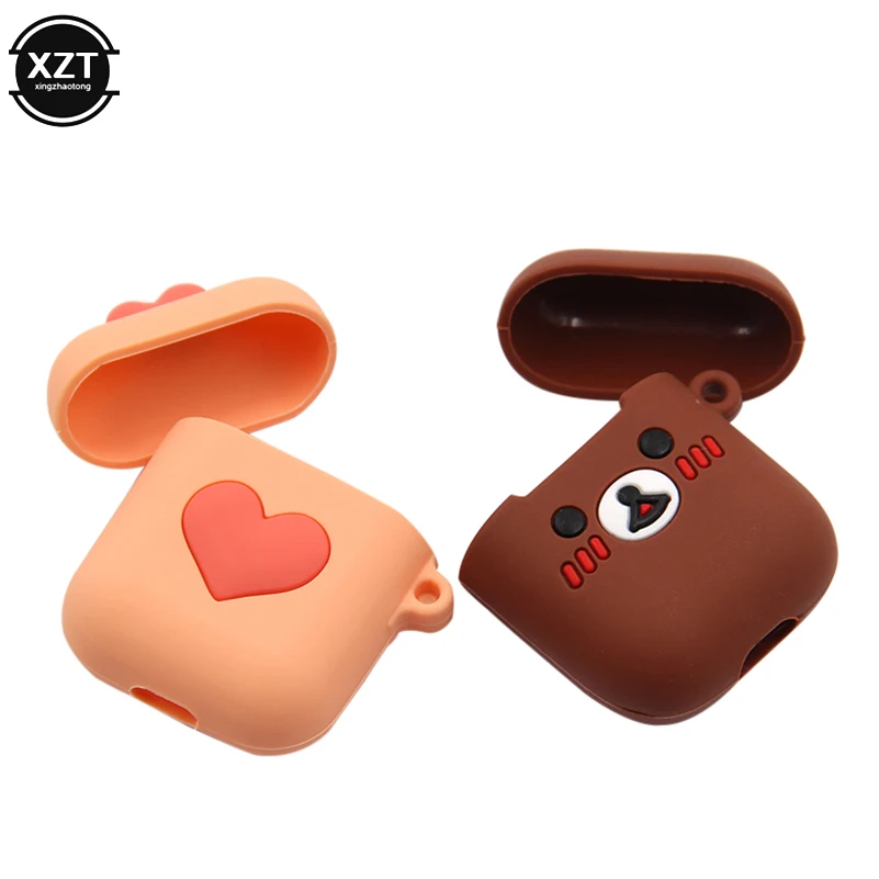 Мультяшный беспроводной Чехол для Bluetooth наушников силиконовый чехол с зарядкой