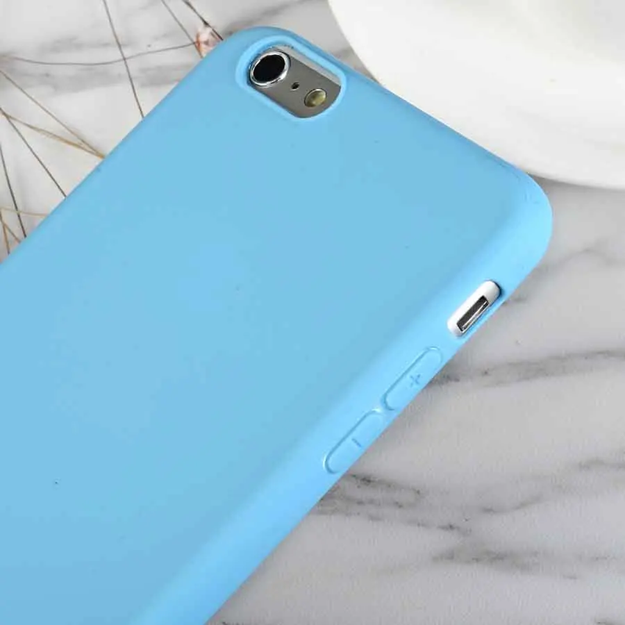 Роскошный Небесно Голубой мягкий силиконовый чехол для телефона iPhone X XR XS Max 5 5S SE 6