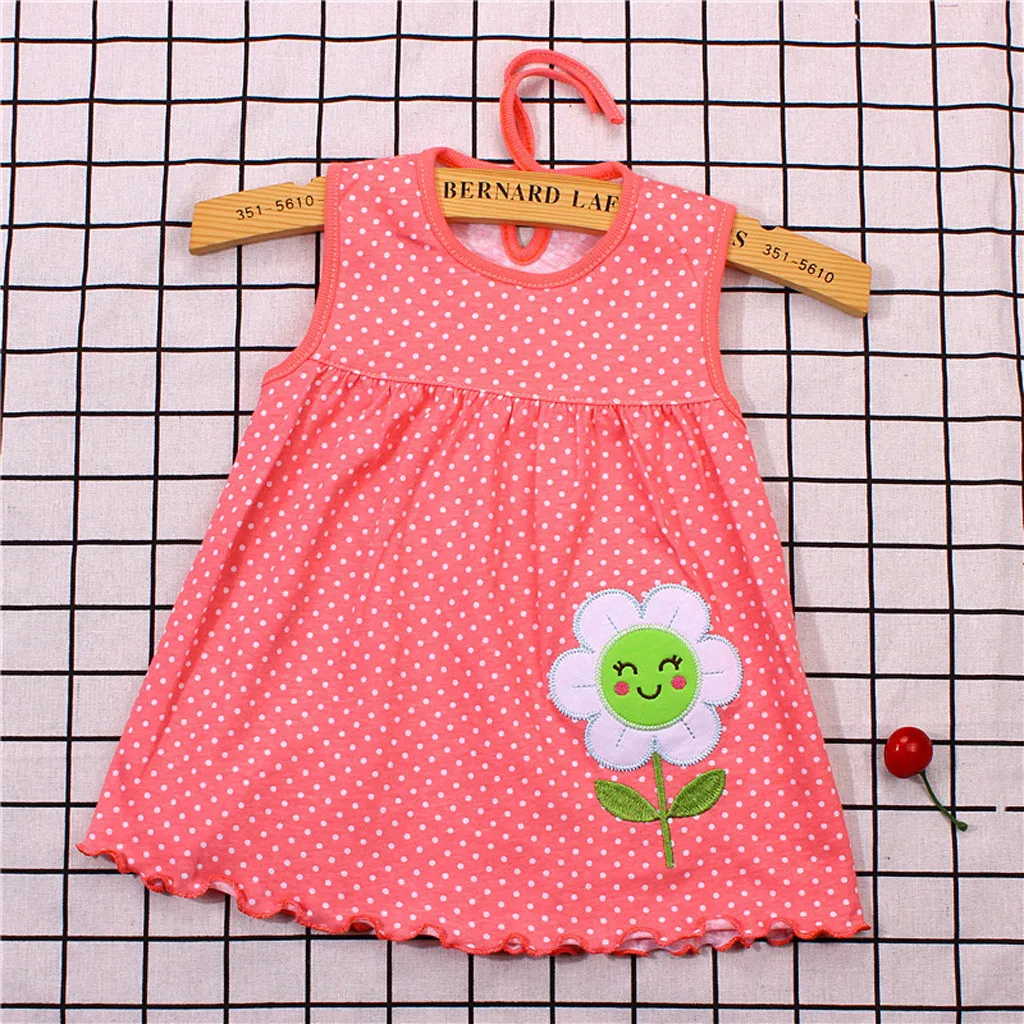 2019 Girl Baby Infant Cartoon Flower Children Dot Floral Tees Dress T-Shirt Vest fashion sukienki dziewczynka | Детская одежда и
