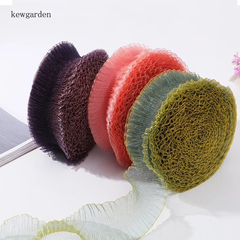 Kewgarden оптовая продажа 2-1/2 &quot60 мм жемчужная плиссированная пряжа атласные ленты