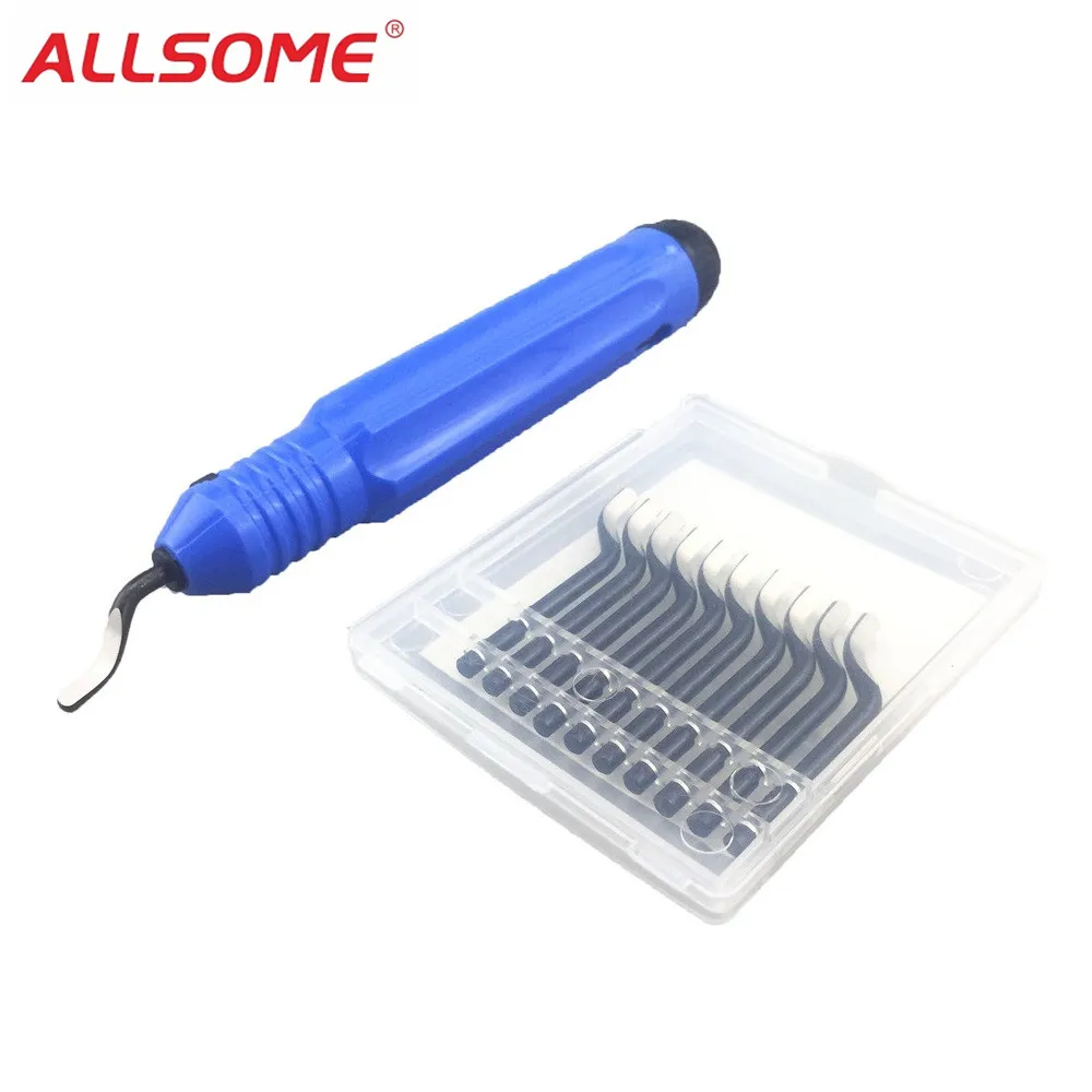 ALLSOME NB1100 Burr ручка с 10 шт. HSS BS1010 лезвия набор инструментов для удаления заусенцев