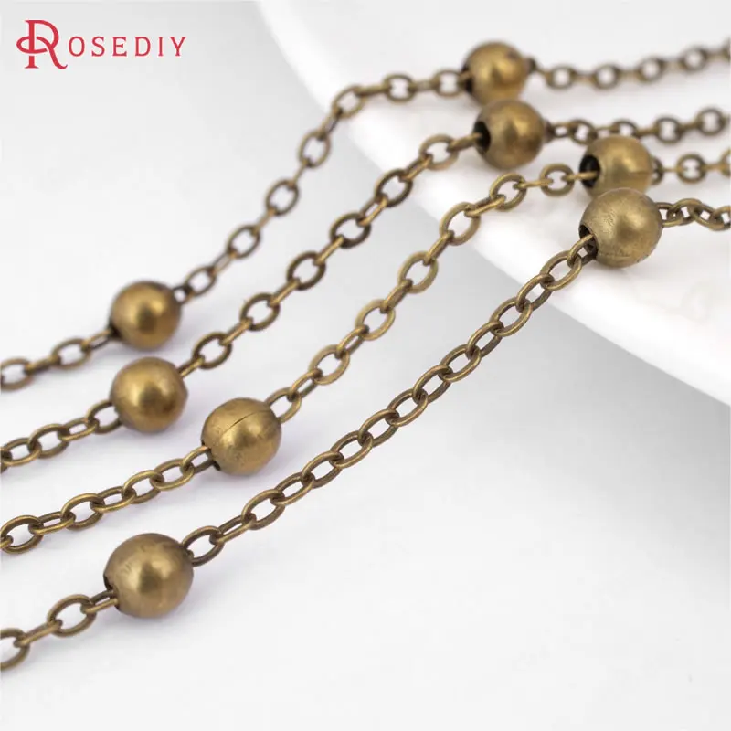 

(21064) 5 метров ширина цепи: 2 мм, Бисер: 4 мм Античная бронзовая Медная Плоская Круглая цепь с 4 мм бусинами Diy Ювелирные изделия фурнитура Аксессуары