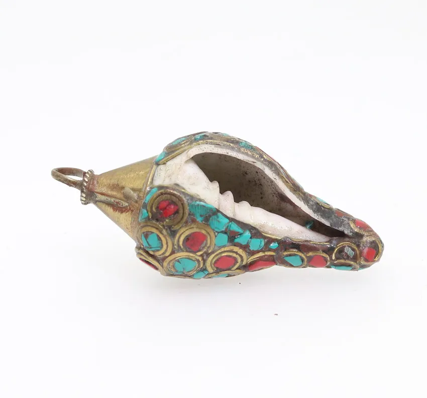 6.7cm Ancient Chinese Mini hand made Turquoise coral necklace Jewelry Conch Amulets H057 | Дом и сад