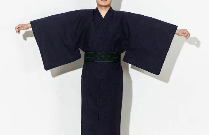 Мужское стильное традиционное японское кимоно, мужской хлопковый Халат Yukata, мужской банный халат, кимоно, одежда для сна с поясом 62503