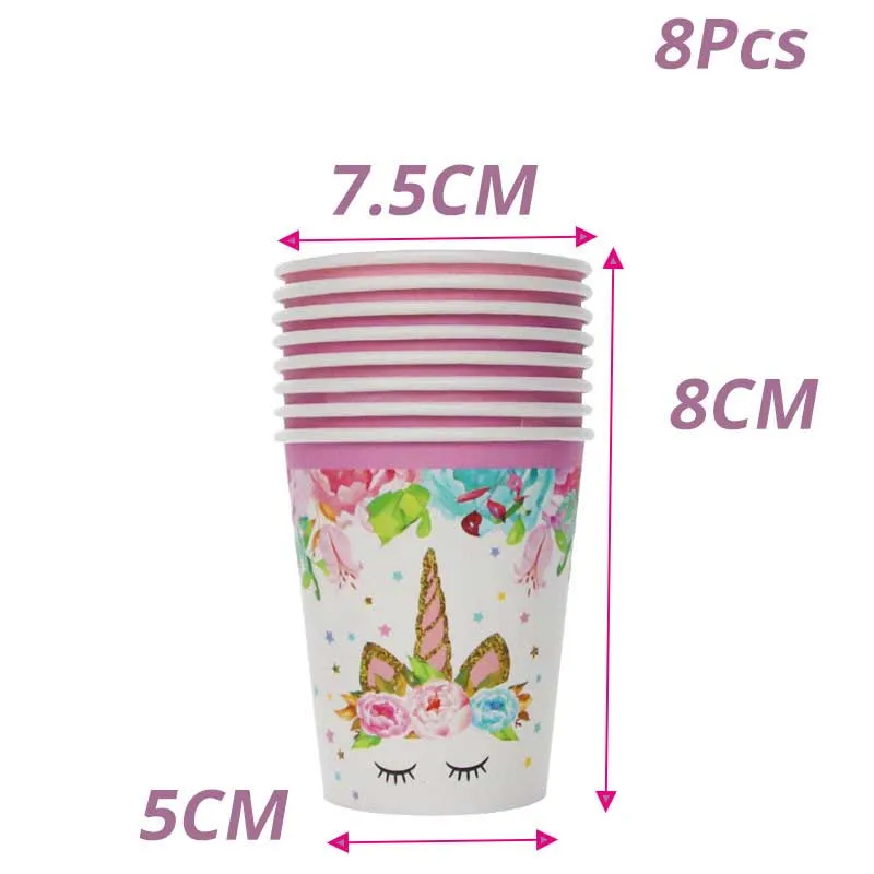 cup WEIGAO Единорог попкорн коробка Радуга мультфильм животных конфеты коробка попкорн мешок день рождения украшения Дети кекс топперы поставки - Цвет: cup