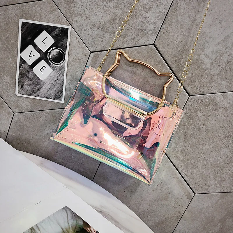 Bags For Women 2019 Clear Transparent PVC Bag Jelly Shoulder Beach Letter Candy Crossbody Luxury Sac Femme | Багаж и сумки
