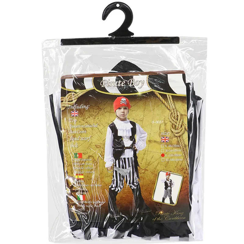 Бесплатная доставка Костюм пирата карибского моря для мальчиков Карнавальный
